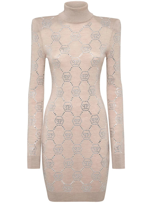 Crystal-Embellished Monogram Mini Dress