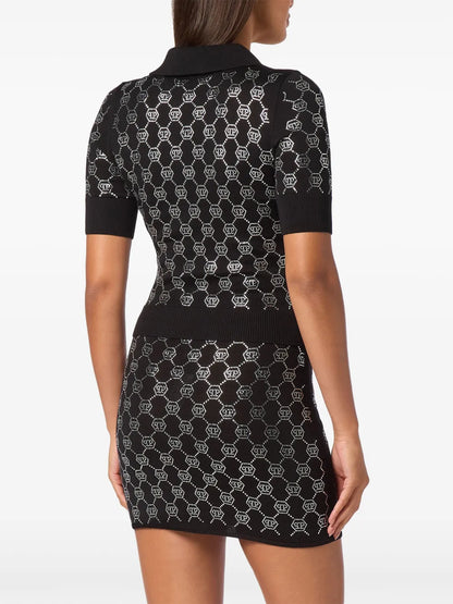 Crystal-Embellished Polo Top