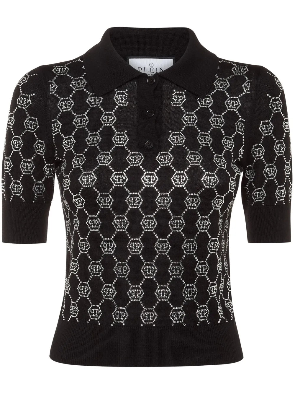 Crystal-Embellished Polo Top