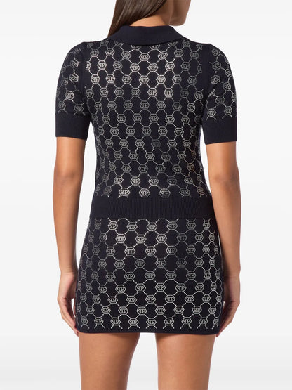 Crystal-Embellished Polo Top