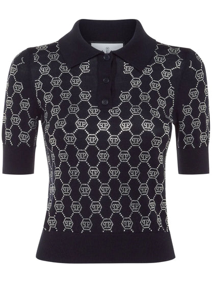 Crystal-Embellished Polo Top