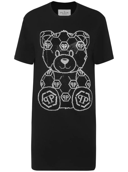 Teddy Bear-Print Mini Dress