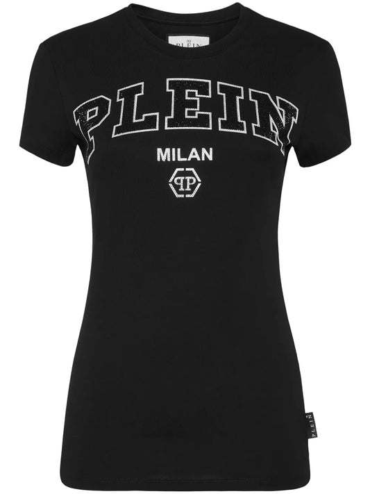 Rhinestone-Embellished Logo T-Shirt