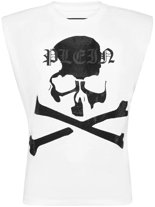 Rhinestone-Embellished Skull Tank Top