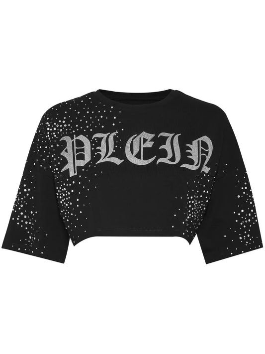 Crystal-Embellished Cropped T-Shirt