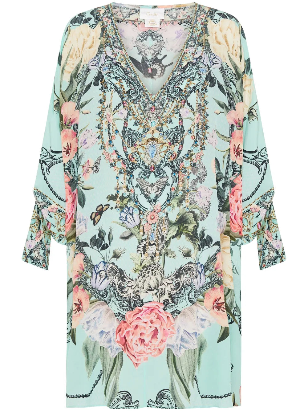 Petal Promise Land-Print Silk Dress