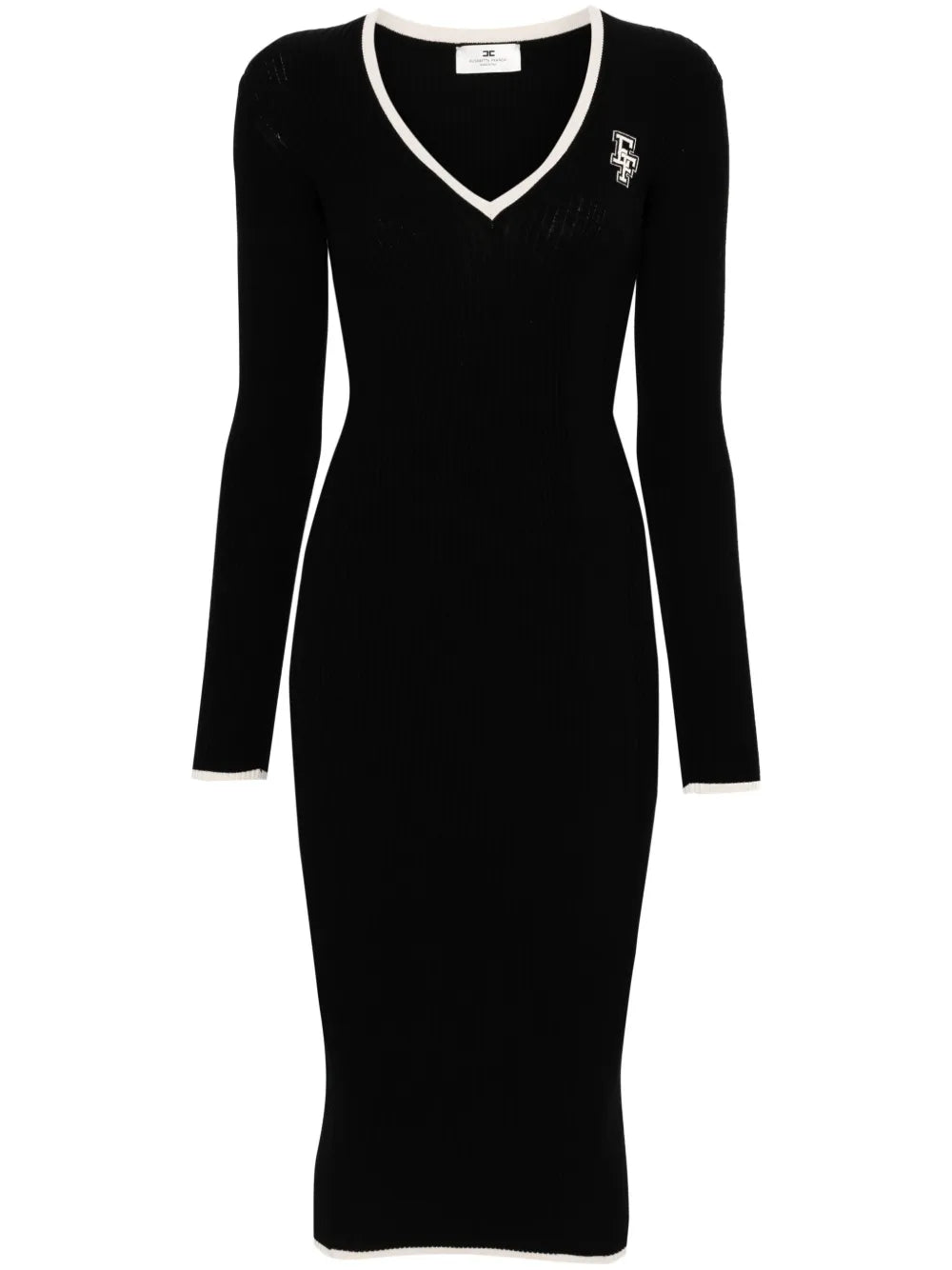Intarsia-Knit Ribbed Midi Dress