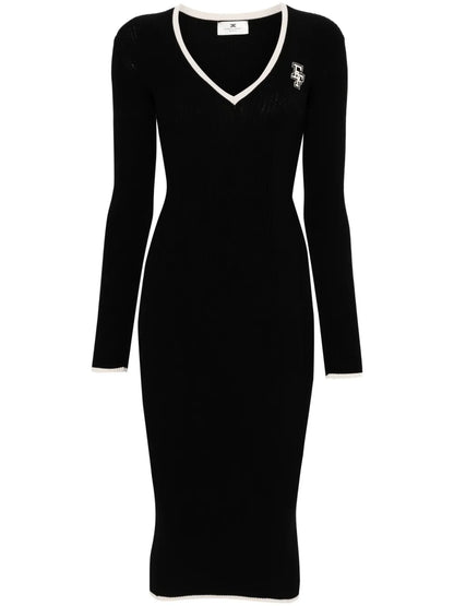 Intarsia-Knit Ribbed Midi Dress