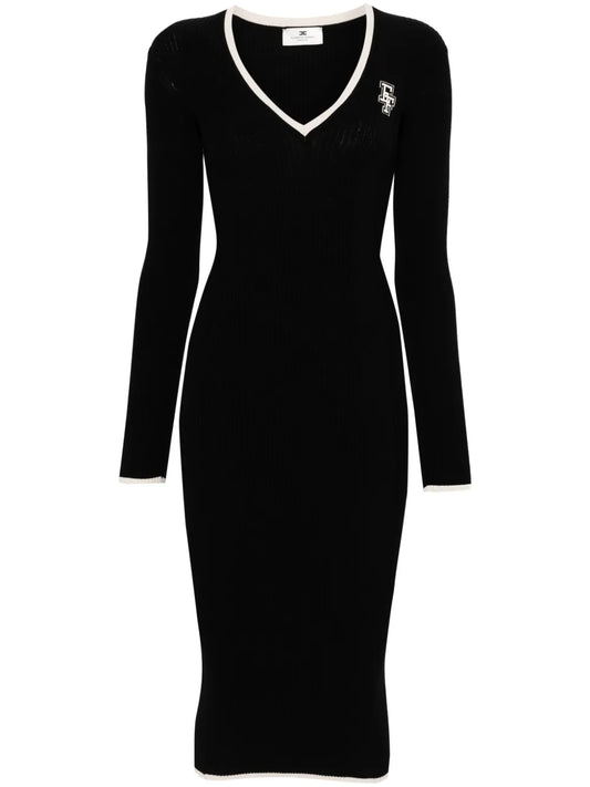 Intarsia-Knit Ribbed Midi Dress
