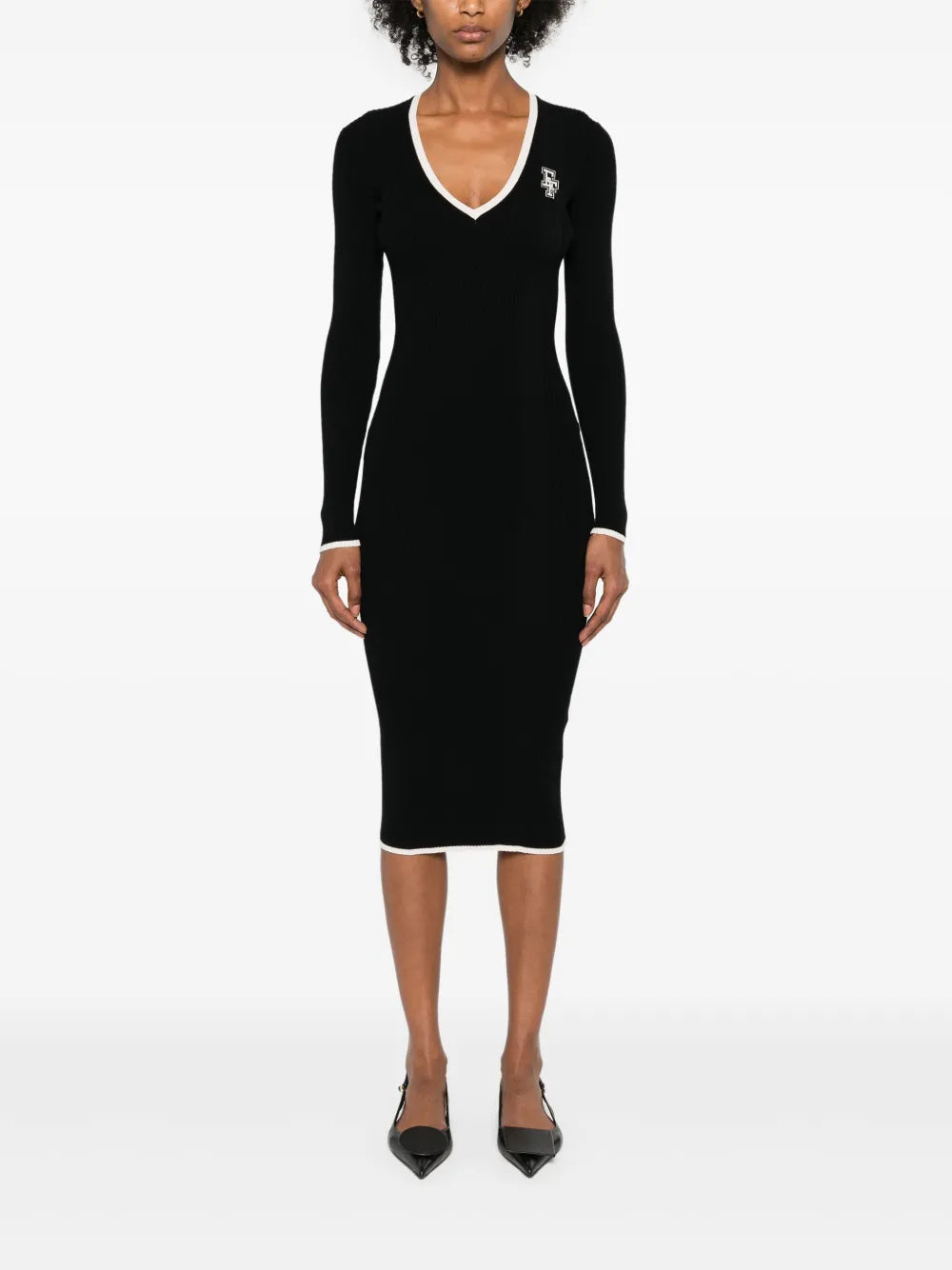 Intarsia-Knit Ribbed Midi Dress