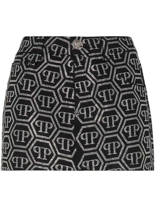 Monogram Denim Skirt