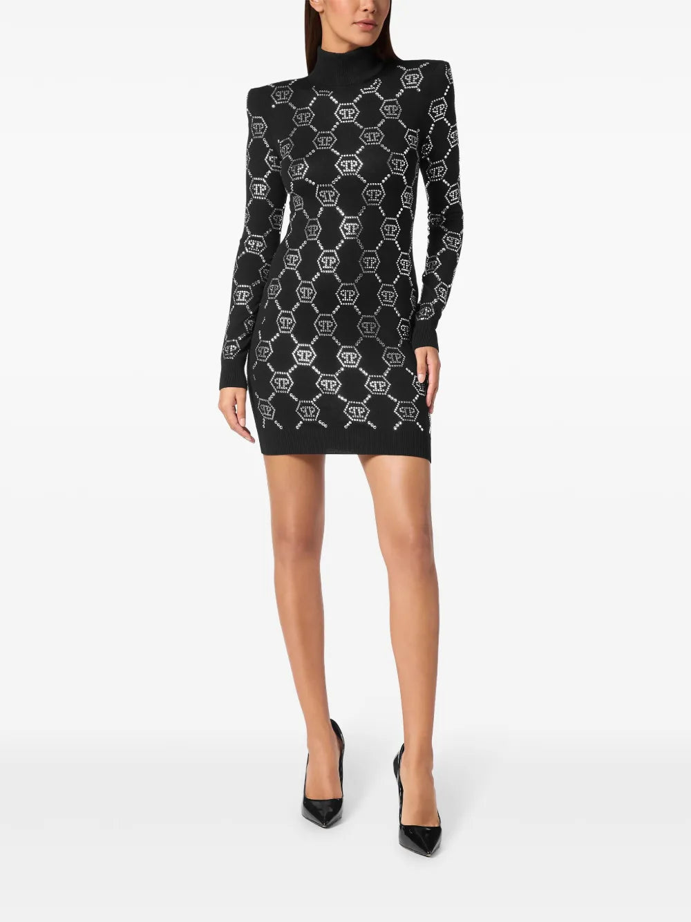 Crystal-Embellished Monogrammed Mini Dress