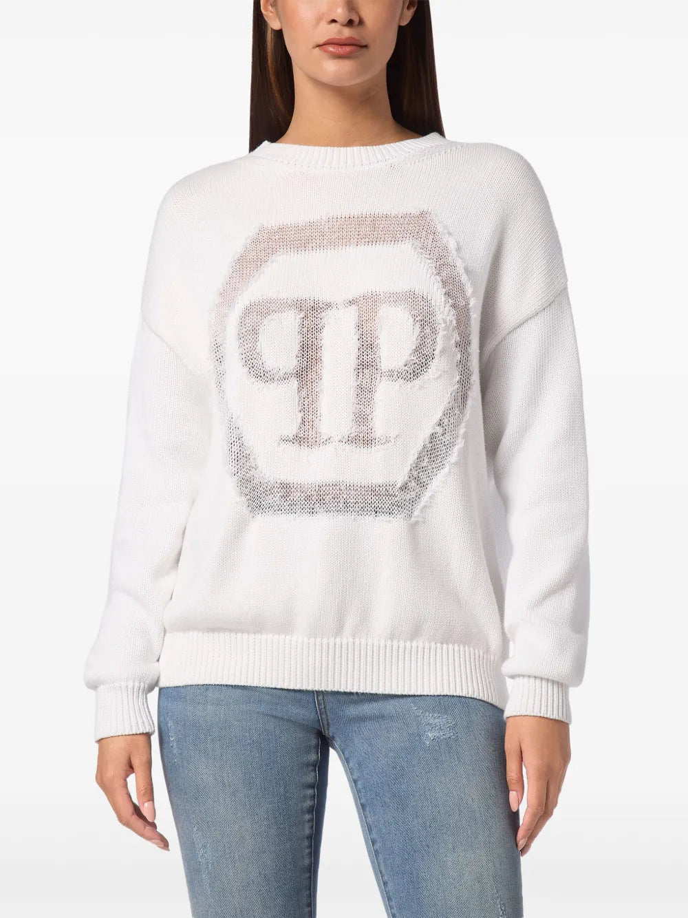 Devoré-Logo Crew-Neck Sweater