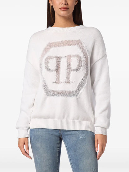 Devoré-Logo Crew-Neck Sweater