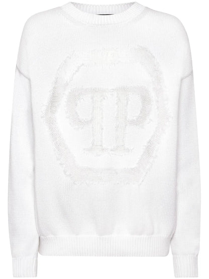 Devoré-Logo Crew-Neck Sweater
