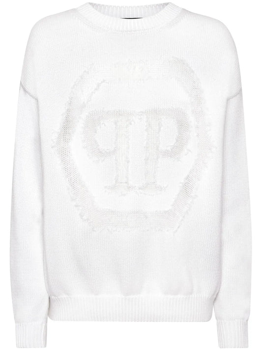 Devoré-Logo Crew-Neck Sweater
