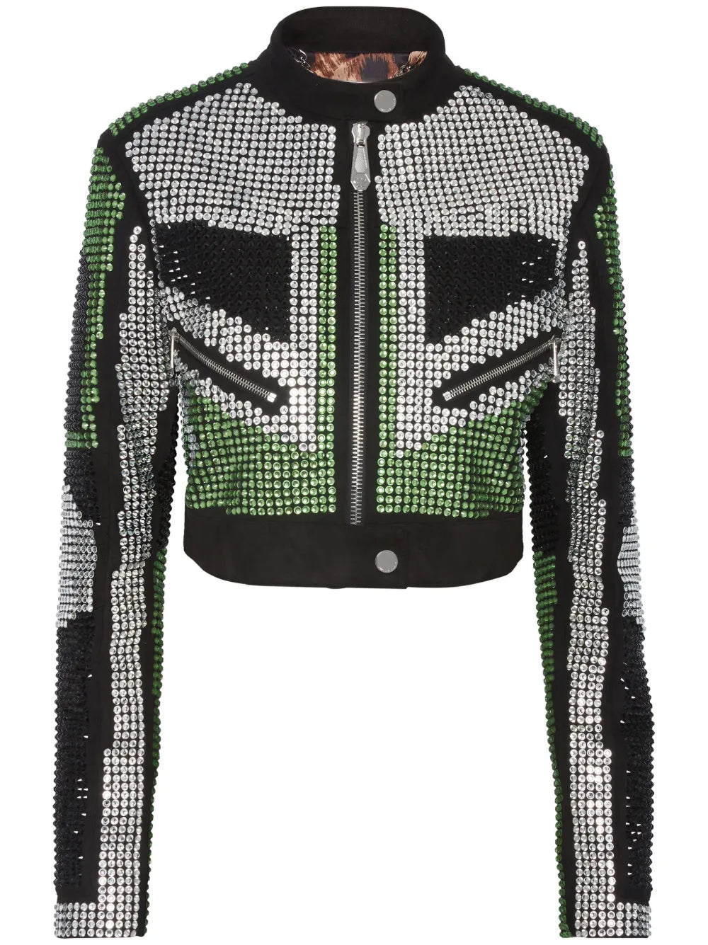 Strass Cropped Biker Jacket