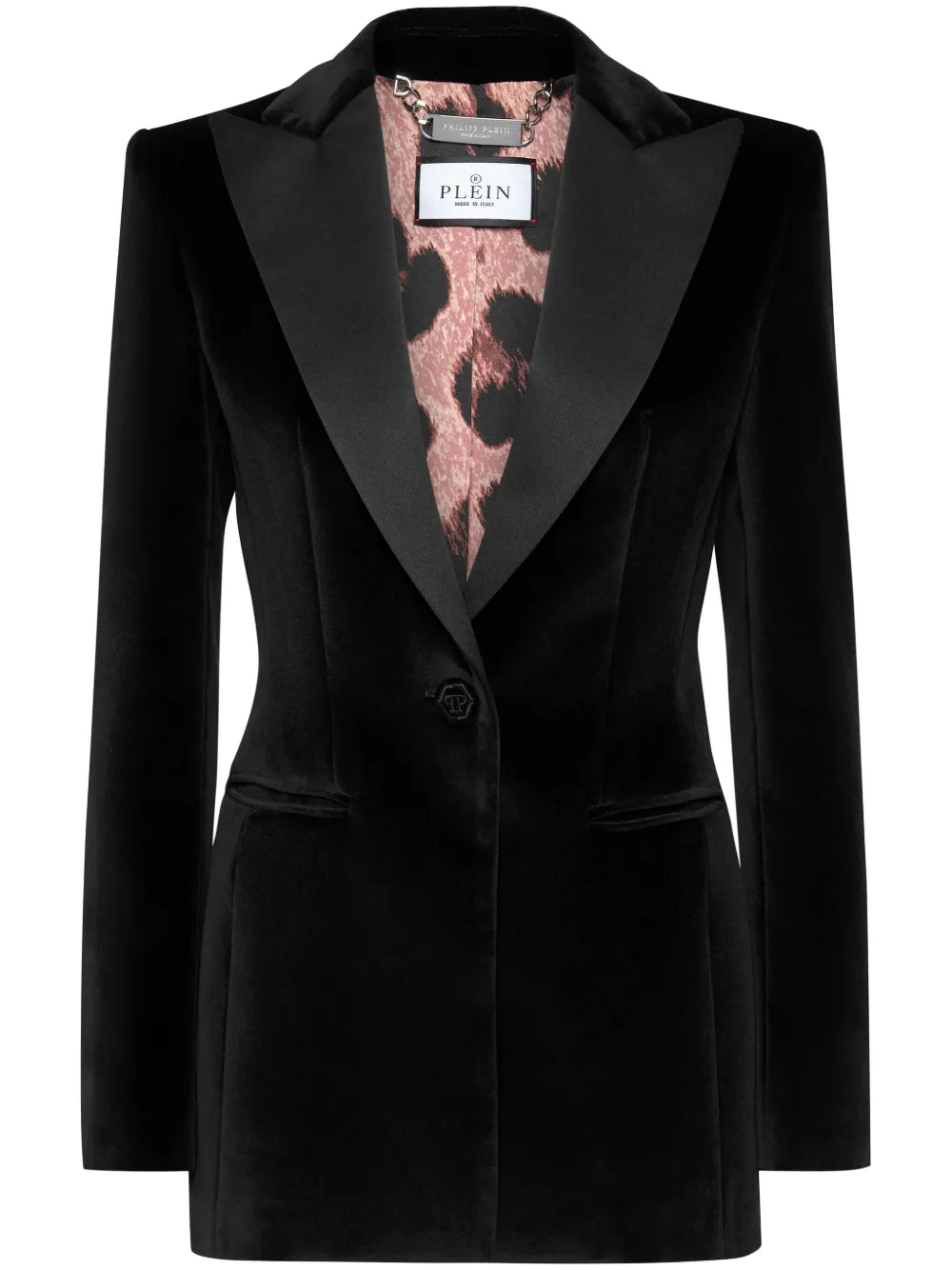 Skull-Appliqué Velvet Blazer