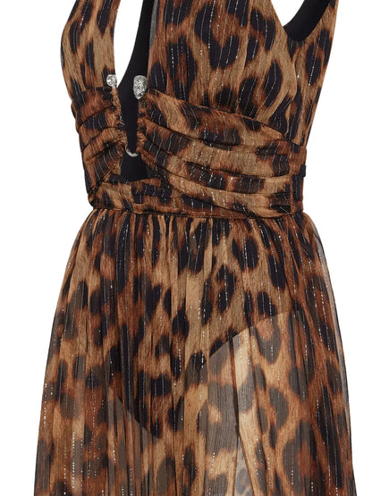 Leopard-Print Long Dress