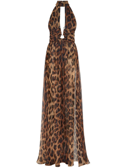 Leopard-Print Long Dress