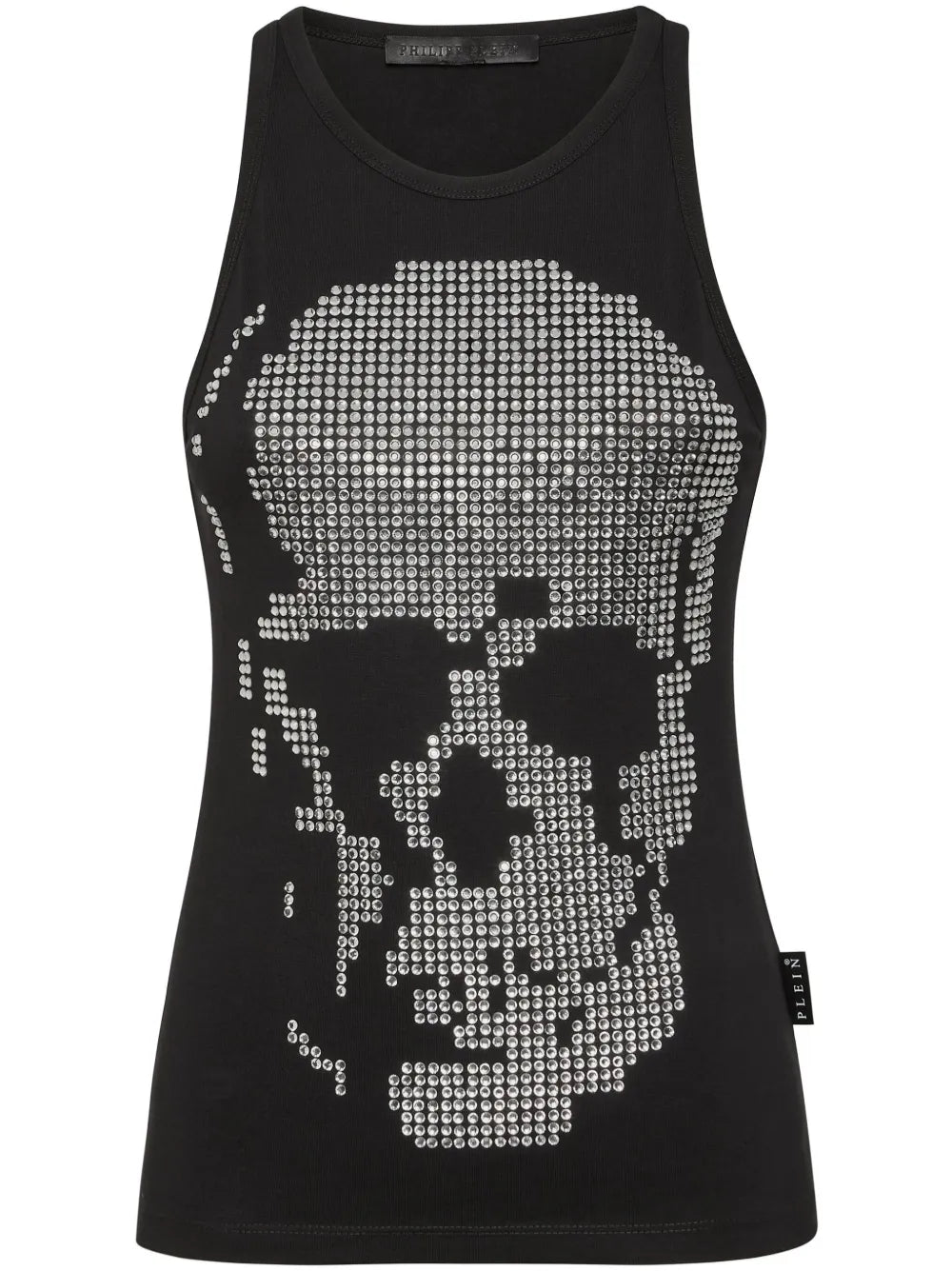 Skull-Embellished Ribbed Tank Top