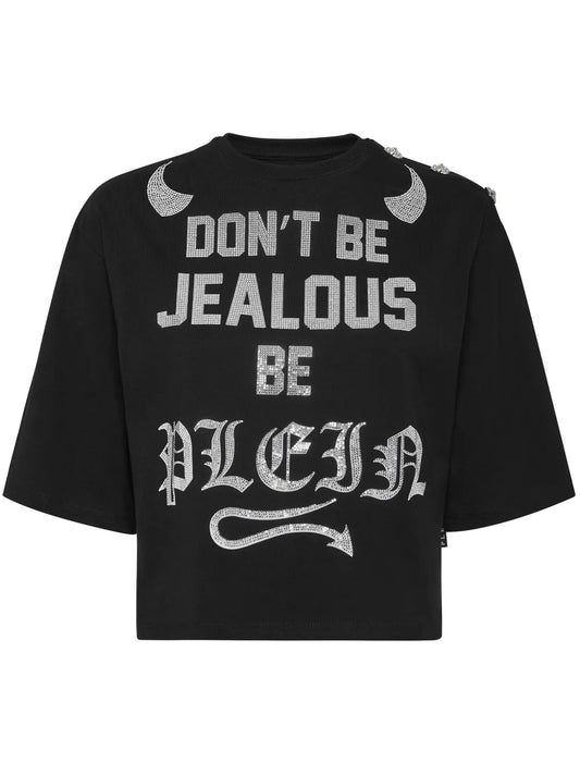 Crystal-Embellished Cropped T-Shirt
