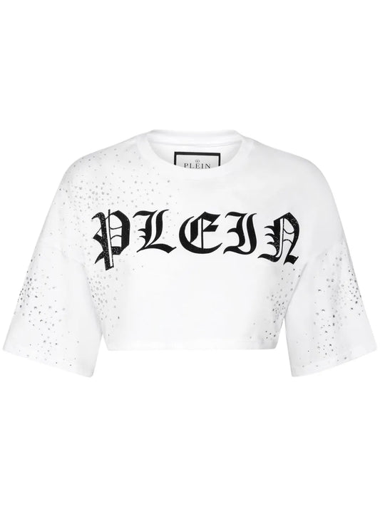 Crystal-Embellished Cropped T-Shirt