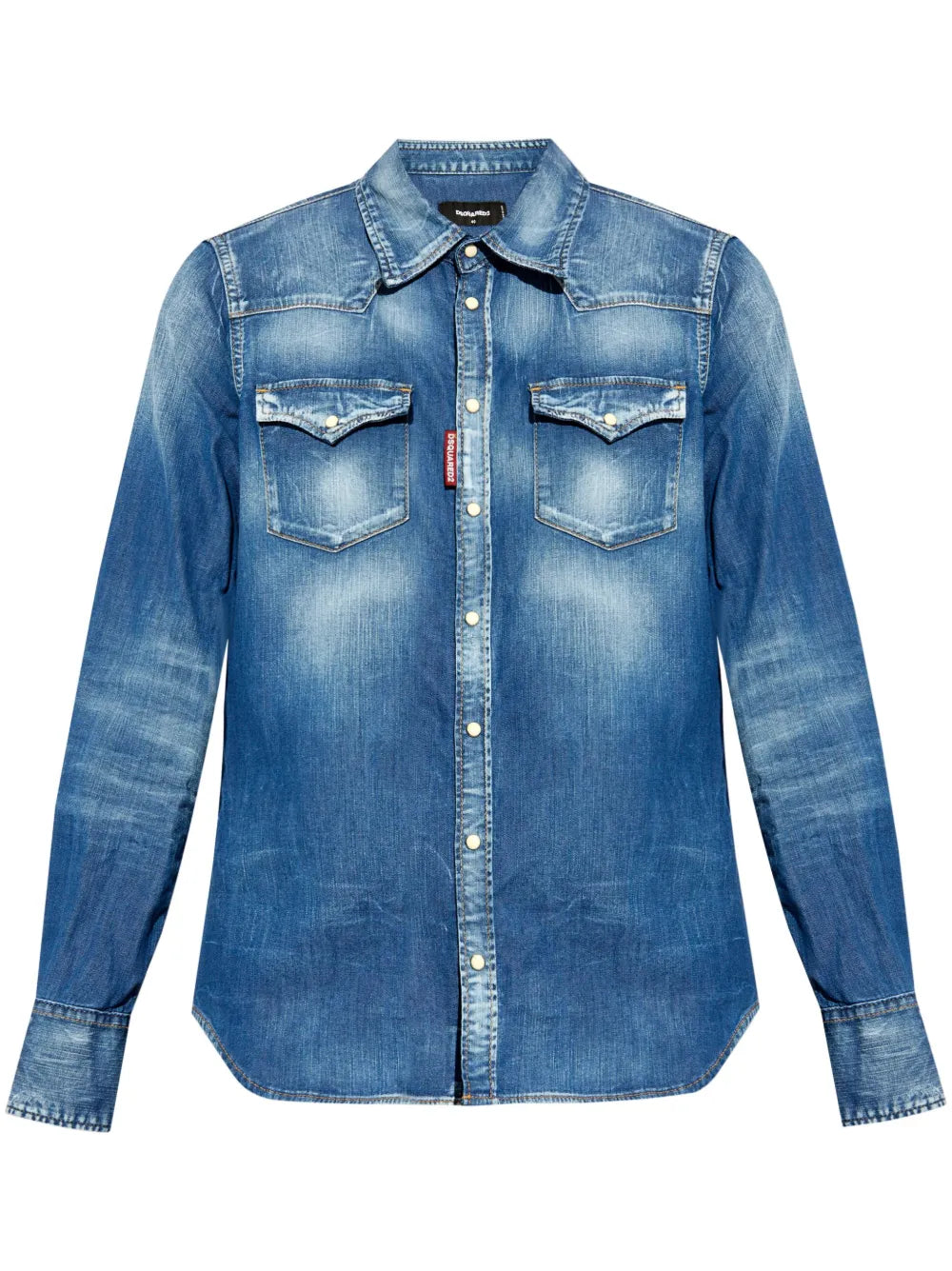 Western Ripped-Detail Denim Shirt