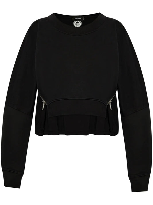 Zip-Detail Cotton Sweatshirt
