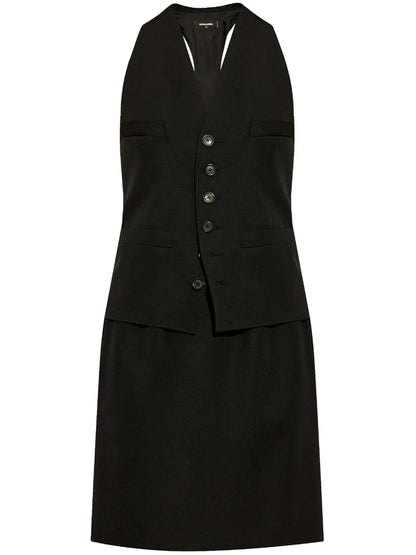 V-Neck Wool Dress