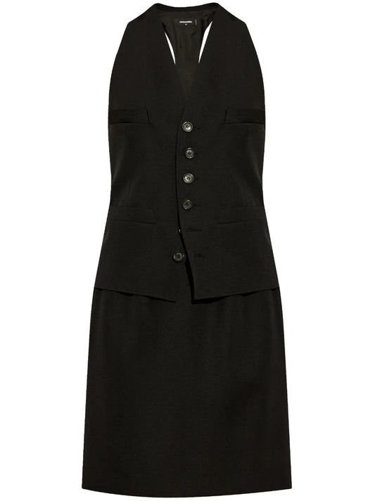 V-Neck Wool Dress