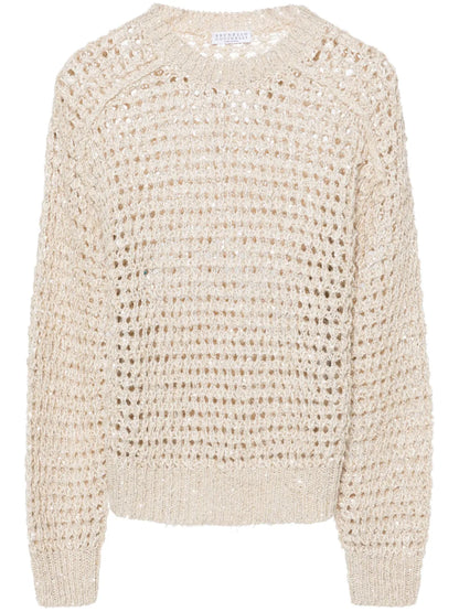 Sequined Open-Knit Jumper