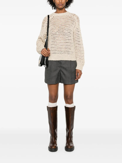 Sequined Open-Knit Jumper