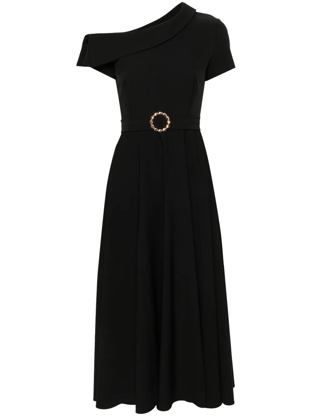 One-Shoulder Belted Midi Dress