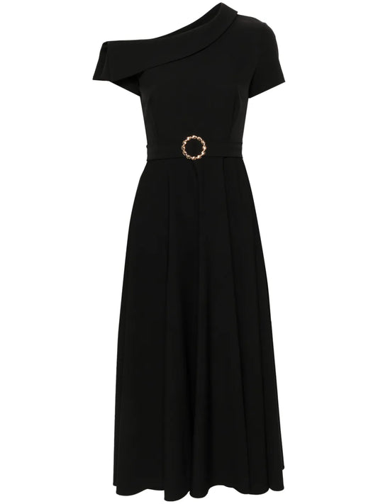 One-Shoulder Belted Midi Dress