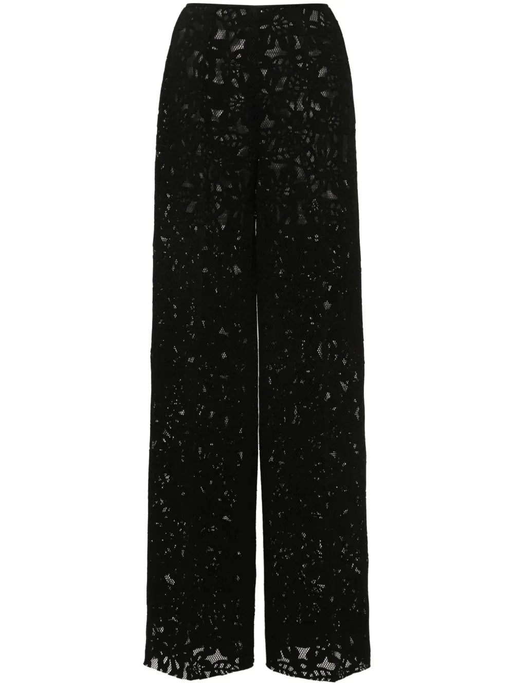 Floral-Mesh Straight Trousers