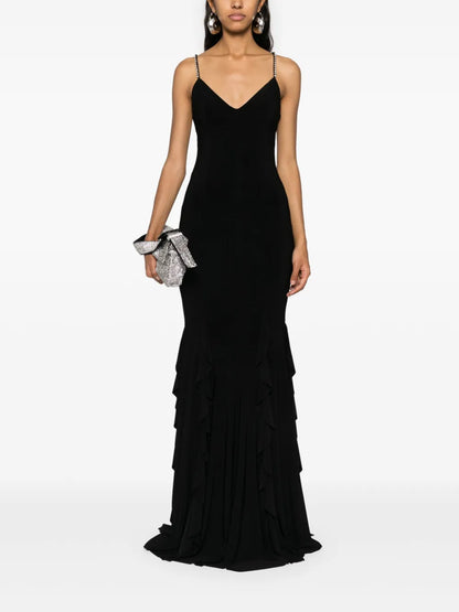 Ruffled Chiffon Maxi Dress