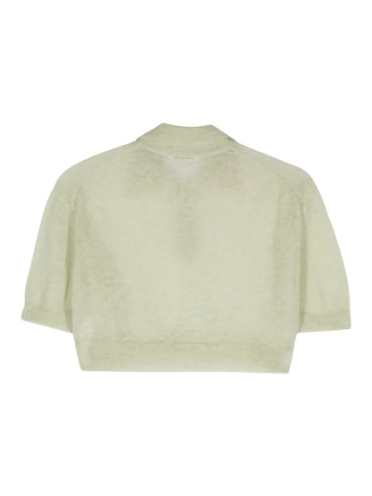 Fine-Knit Cropped Polo Top