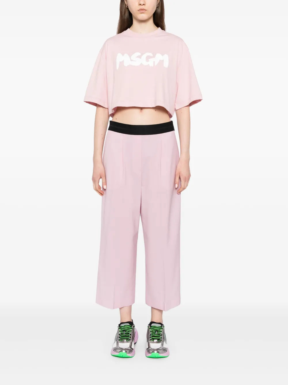 Logo-Waistband Wide-Leg Trousers