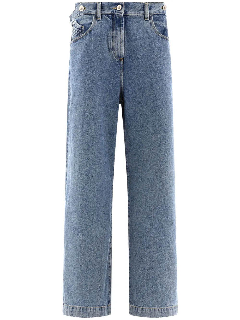 Embroidered-Logo Straight-Leg Jeans