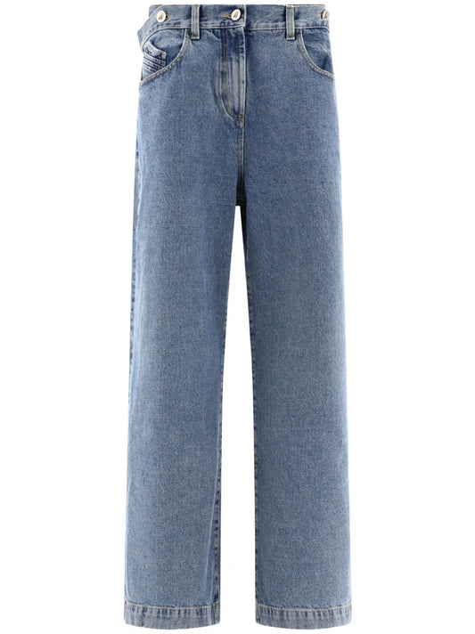 Embroidered-Logo Straight-Leg Jeans