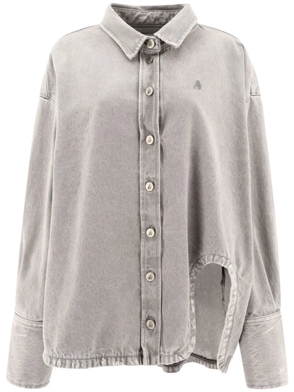 Cut-Out Detail Asymmetric Collar Shirt