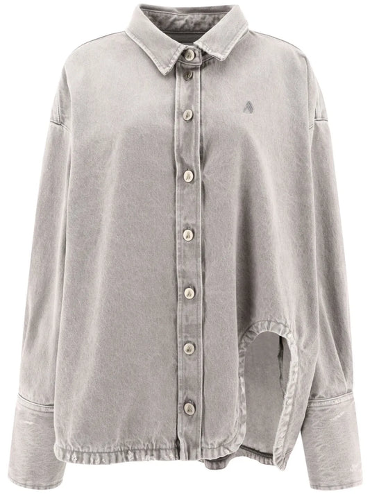 Cut-Out Detail Asymmetric Collar Shirt