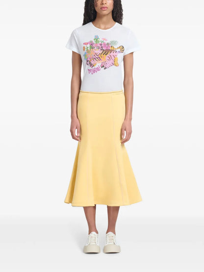 Logo-Embroidered Flared-Hem Midi Skirt