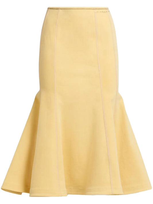 Logo-Embroidered Flared-Hem Midi Skirt