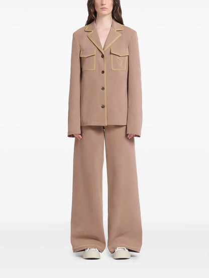 Contrast-Stitching Logo-Embroidered Blazer