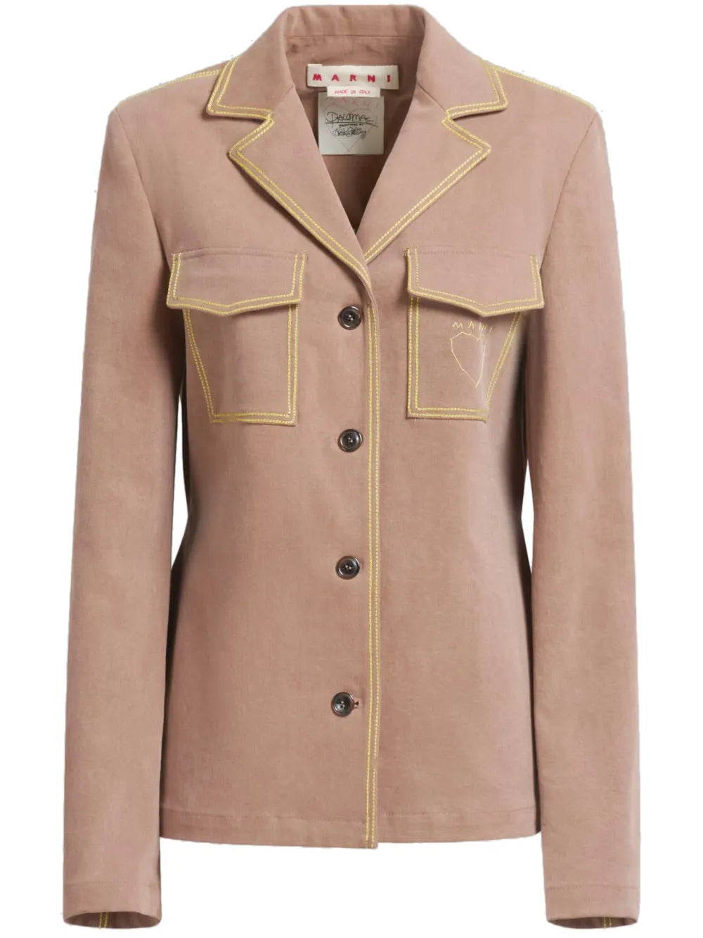 Contrast-Stitching Logo-Embroidered Blazer