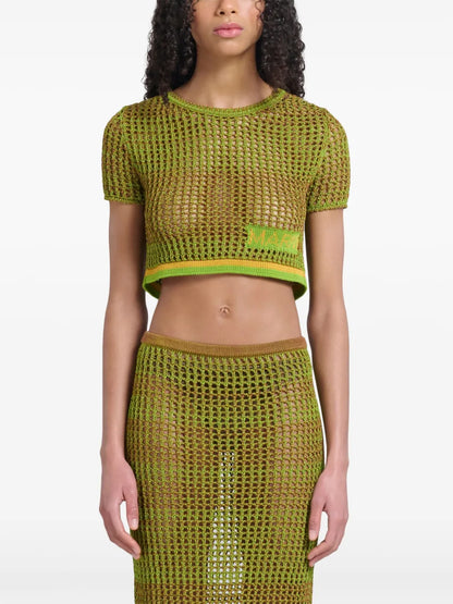 Crochet-Knit Cropped Top