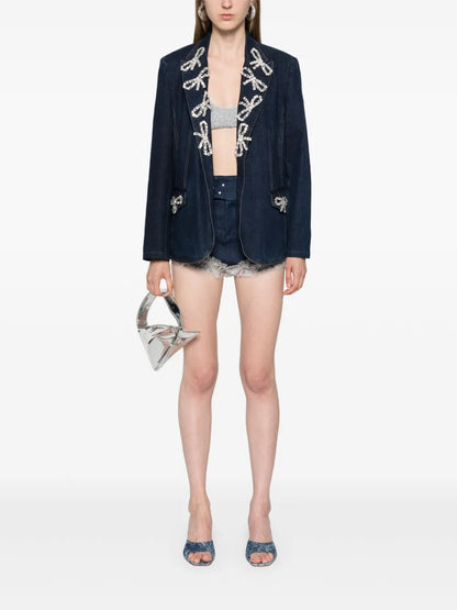 Ruffled High-Rise Denim Shorts