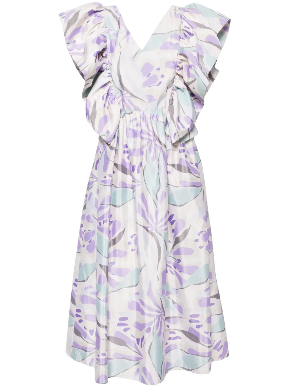 Ruffled Taffeta Midi Dress